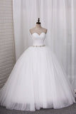 2022 New Wedding Dresses Tulle Ball Gown Sweetheart Ruched Bodice Lace P2PFZ2GD