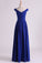 2022 Off The Shoulder Evening Dresses A Line Ruched Bodice Chiffon Floor Length Dark Royal PPGF9N66