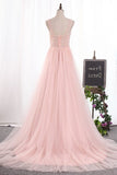 2022 New Arrival Straps Prom Dresses A Line Tulle With Beading PG94XFXM