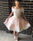 Cute A-line Off-the-shoulder Pink Short Prom Dress with Lace Appliques