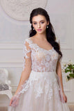 A Line Half Sleeve Lace Appliques Wedding Dresses Sweetheart Wedding Gowns