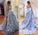 A Line Lace Appliques Sweetheart Prom Dresses Long Blue Quinceanera Dresses