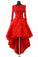 A Line Long Sleeve Red High Low Scoop Lace Homecoming Dresses with Lace Appliques