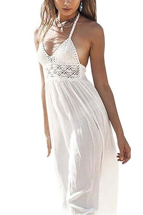 A line Chiffon V Neck Beach Wedding Dresses Backless Ivory Wedding Gowns