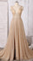 A line Deep V Neck Sleeveless Sequins Floor Length Prom Dresses Long Evening Dresses