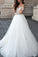 A line Long Sleeve Tulle White Lace Appliques Wedding Dresses Long Wedding Gowns