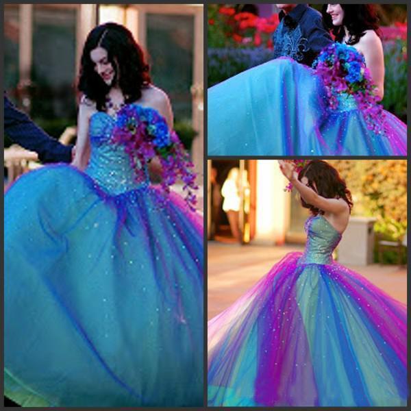 Ball Gown Ombre Sweetheart Strapless Tulle Prom Dresses Quinceanera Dresses