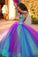 Ball Gown Ombre Sweetheart Strapless Tulle Prom Dresses Quinceanera Dresses