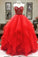 Ball Gown Sweetheart Strapless Embroidery Red Prom Dresses,Long Party Dresses PW364