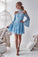 Charming Long Sleeve Blue Lace Halter Homecoming Dresses Sweet 16 Dresses
