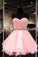 2019 Lace Short Blush Pink Strapless Sweetheart Sweet 16 Dress Homecoming Dresses