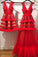 Charming Red V Neck Tulle Long Prom Dress Evening Ddress