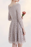 New Arrival Fashion Long Sleeves Temperament Homecoming Dress With Lace Appliques