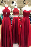 New Style Long Red Prom Dresses Simple Satin Floor Length Party Bridesmaid Dresses