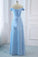 Light Sky Blue A-line Off the Shoulder Natural Waist Ruched Prom Dress Lace up Party Dress