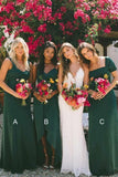 New Style Sheath Sweetheart Chiffon Dark Green Bridesmaid Dresses Wedding Party Dress