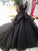 Princess Black Ball Gown Beaded Prom Dresses Tulle Long Quinceanera Dresses