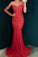 Red sequins sweetheart floor-length mermaid prom