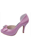 Free Shipping Charming Pink High Heel Shoes With Bow Knot And Beads