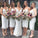 Short Sheath Sleeveless Spaghetti Straps Ivory Ankle Length Lace Bridesmaid Dresses