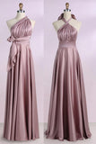 Simple New Arrival Backless Satin Long Bridesmaid Dresses Evening Party Dresses