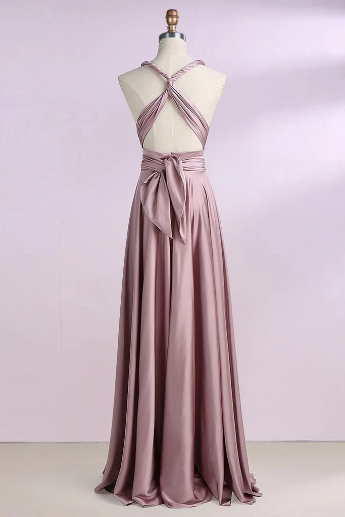 Simple New Arrival Backless Satin Long Bridesmaid Dresses Evening Party Dresses