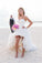 Sweetheart Ivory Ruffled High Low Organza Corset Bridal Gowns, Long Wedding Dresses PW944