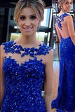 Royal Blue Sexy Prom Dresses Long Evening Dresses Backless Prom Dresses On Sale