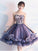 Unique Strapless Sweetheart Purple Sleeveless Homecoming Dresses with Flowers