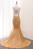 2022 Mermaid Spaghetti Straps Evening Dresses Stretch Satin PMYKQK74