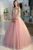 A Line Long Sleeve Pearl Pink Ball Gown Off the Shoulder Long Floral Fairy Prom Dresses
