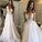 Sexy Spaghetti Straps V Neck A Line Tulle Ivory Backless Prom Dresses Wedding Dresses
