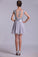 2022 Off The Shoulder A-Line Homecoming Dresses With Applique Tulle And PJF1R6DR