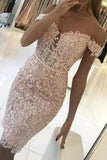 2022 New Arrival Homecoming Dresses Sheath Off The Shoulder Tulle PBT2XJ6S