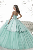 2022 Scoop Ball Gown Quinceanera Dresses Tulle & Satin With PCMBNSKX