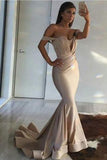 Off the Shoulder Mermaid Fashion Sexy Sweetheart Gold Floor-Length Prom Dresses