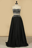 2022 New Arrival Strapless Two-Piece Satin With Beads A Line PZ9TGLMZ