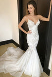 2022 Mermaid Wedding Dresses Spaghetti Straps With Applique And PF2ZAXHE