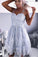 A-Line Spaghetti Straps Knee-Length Gray Lace Sweetheart Prom Homecoming Dress