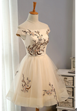 Embroidery Homecoming Dresses Tulle Short Party Dresses A Line Prom Dresses
