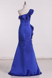 2022 One Shoulder Evening Dresses Mermaid Satin P81TCGFX