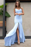 Simple Light Blue Modest Evening Dresses Cheap Prom Dresses PZ6XZSQM