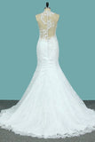 2022 Mermaid Wedding Dresses Scoop Lace With Applique P5EBY935
