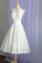 Halter Tea Length A Line Backless Chiffon with Pleated Bodice Wedding Dresses uk PW278