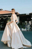 2019 Half Sleeves Lace Modest Long Custom Made Wedding Dresses