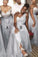 A Line Sweetheart Grey Beading One Shoulder Bridesmaid Dresses