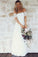 A-Line Off-the-Shoulder Short Sleeves Backless White Lace Boho Wedding Dresses