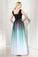 A-Line Ombre Long Chiffon Formal Dress V-Neck Black Sleeveless Lace up Prom Dresses