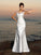 Trumpet/Mermaid Scoop Beading Sleeveless Long Satin Beach Wedding Dresses TPP0006202