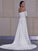 Sheath/Column Lace Ruffles Off-the-Shoulder Short Sleeves Sweep/Brush Train Wedding Dresses TPP0006510